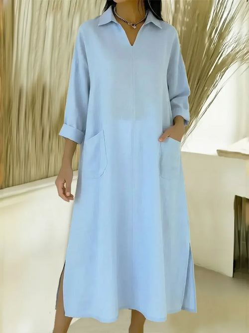 Loose-Fitting Denim Cotton Dress