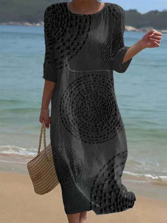 Vintage Abstract Geometric Art Print Cotton Dress