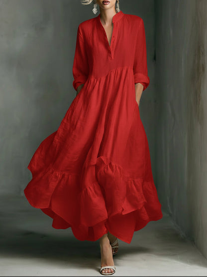 Elegant Printed Maxi Dress with Ruffle Details