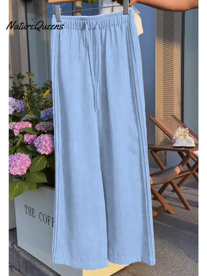 Women'stencel and Linen Wide-Leg Casual Pants