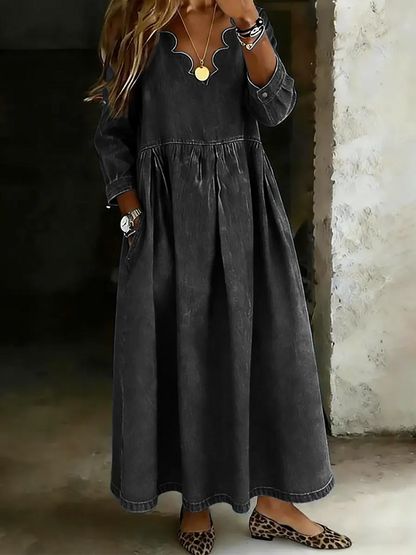 Casual Wavy Neckline Denim Skirt