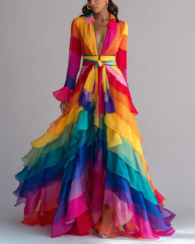 Vibrant Summer Rainbow-Colored Dress 9439