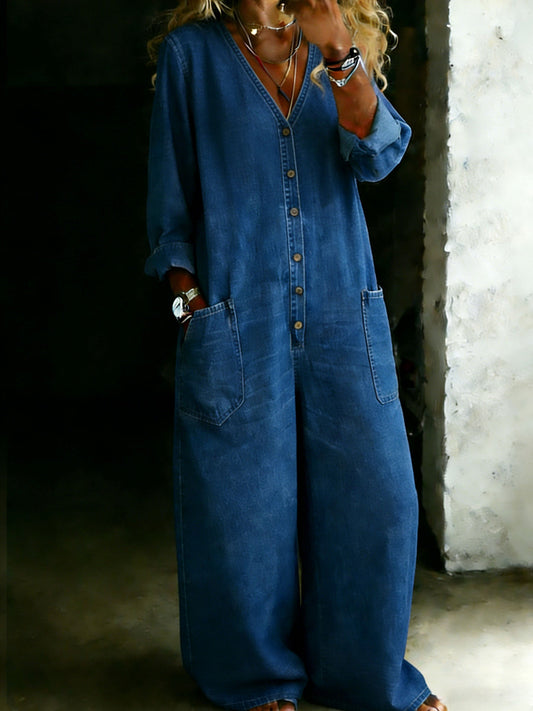 Cotton One Piece Denim Jumpsuit