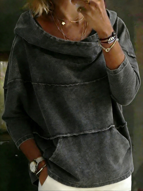 Casual Long-Sleeve Denim Hoodie