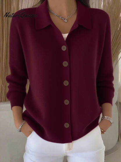 Lapel Button Knitted Cardigan Sweater